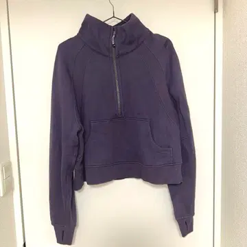 퍼플 하프 지퍼 크롭 후드티 룰루레몬 스쿠버