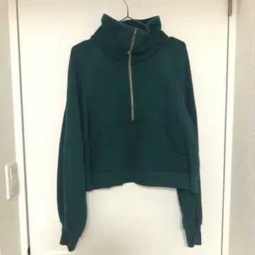 Lululemon scuba 다크 그린 하프 지퍼 후드티 골드