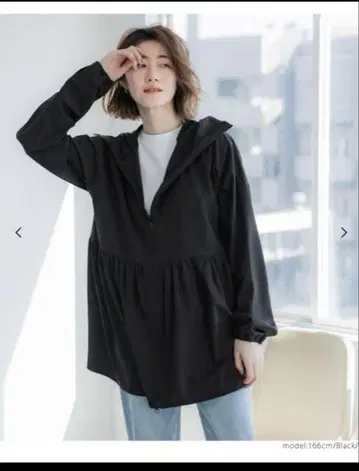 coca UV 차단 개더 후드티 블랙 M