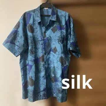 레트로 Thai silk 올 패턴 셔츠 M 사이즈