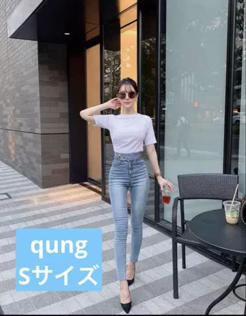 S 사이즈 qung 스키니 데님 하이 웨스트