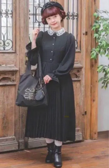 시마무라 아오키 미사코 롱 플리츠 원피스