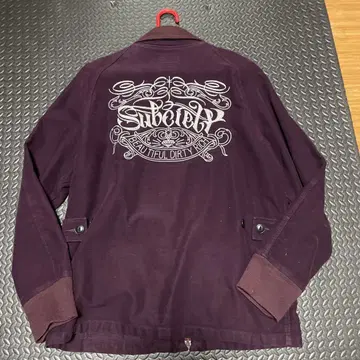 Subciety 퍼플 적자색 집업 자켓 워크 자켓