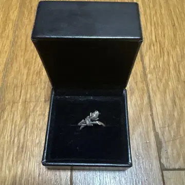실버 꽃 모티브 오픈 반지