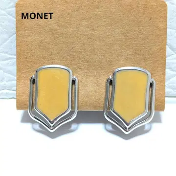 새상품급 MONET 귀찌 베이지 계열 실버 오각형