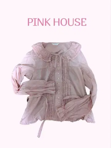 PINK HOUSE 튜닉 셔츠 프릴 핑크 레어