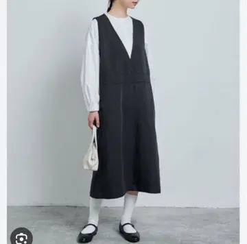 나카가와 마사시치 상점 마 린넨 혼방 점퍼 스커트 네이비