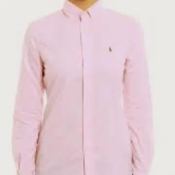 RALPH LAUREN 버튼 다운 셔츠 핑크 화이트 스트라이프 7s