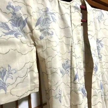 순수 린넨 여름 기모노 구름 패턴 미사용