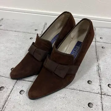 MEDA 메다 스웨이드 하이힐 하이힐 23.5cm 리본 포함 고급
