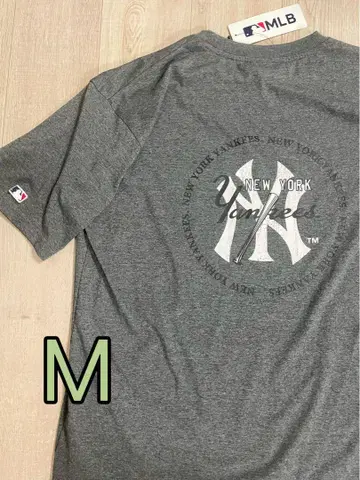 MLB 양키스 티셔츠 반팔 원형 로고 스크래치 블랙 M