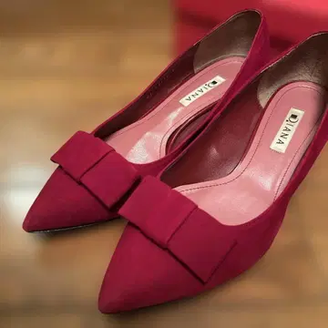 다이애나 스웨이드 펌프스 레드 리본 24.5cm
