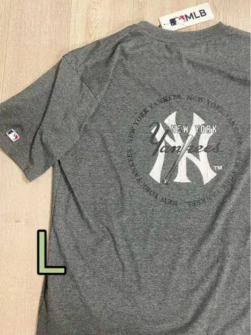 MLB 양키스 티셔츠 반팔 원형 로고 스크래치 블랙 L