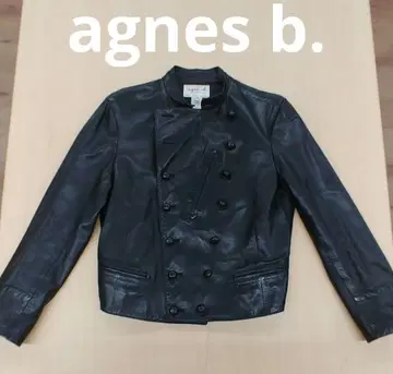 agnes b. 에네스베 가죽 자켓 라이더 블루종 여성용