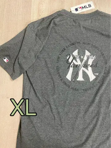 MLB 양키스 티셔츠 반팔 원형 로고 스크래치 블랙 XL LL