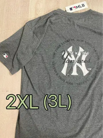 MLB 양키스 티셔츠 반팔 원형 로고 스크래치 블랙 2XL 3L