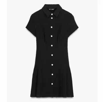 ZARA 플리츠 텍스처 원단 원피스 블랙 반팔