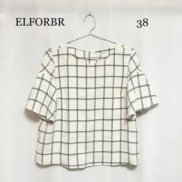 0041 ELFORBR 블라우스 38 사이즈 체크 무늬
