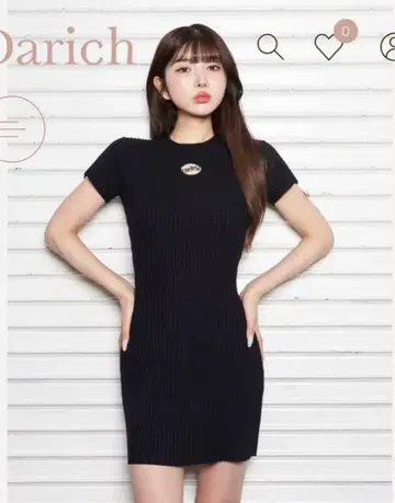 Darich 다리치 엠블럼 리브 니트 미니 원피스 FL