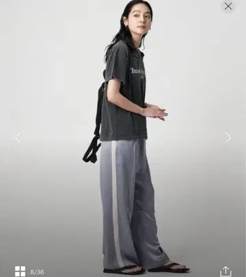 폴리에스테르 새틴 사이드 라인 팬츠