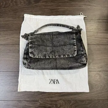 자라 락 플랩 숄더백 데님 그레이