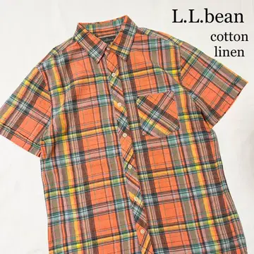 L.L.bean 엘엘빈 코튼 린넨 체크 셔츠 레귤러 카라