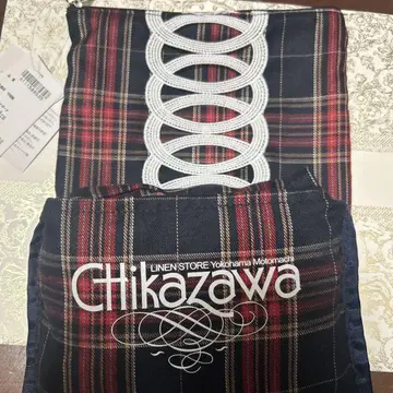 Chikazawa 체크 무늬 파우치 13x18cm 에코백 무지