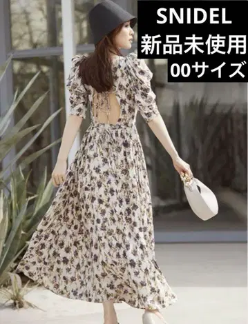 snidel 백 오픈 바리에 프린트 레이온 원피스 00 사이즈 원피스