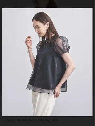 UNITED ARROWS 오간자 미니 퍼프 숏 슬리브 블라우스