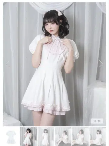 허니시나몬 배색 트위드 포인트 리본 원피스