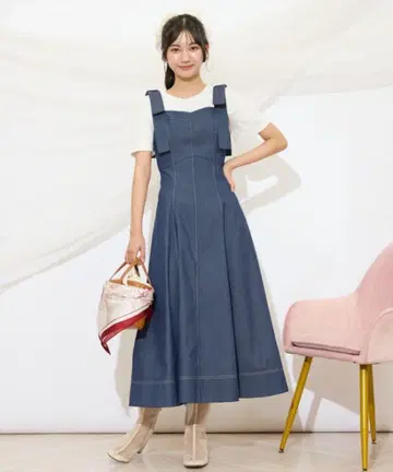 WILLSELECTION 숄더 리본 플레어 원피스