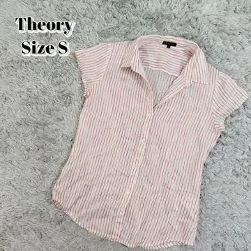Theory 스키퍼 셔츠 스트라이프 프렌치 슬리브 시어 실크