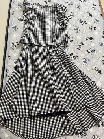 And Couture 깅엄 체크 상의 스커트 셋업