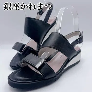 긴자 카네마츠 경량 통굽 스트랩 스포츠 샌들 블랙 화이트 22.5cm