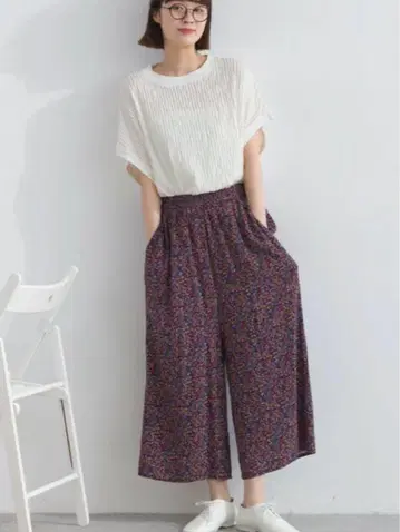 Lupilien 레이온 프린트 보타니컬 플라워 미니 꽃무늬 팬츠