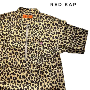 RED KAP 레드 캡 워크 셔츠 레오파드 무늬 하프 지퍼 아메카지