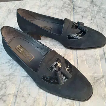 다크 네이비 천연 가죽 스웨이드 슬립온 포멀 26cm EEE 미사용