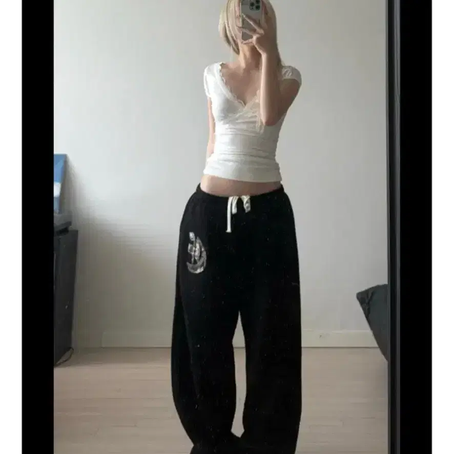 韓国商品/TREEMINGBIRD Layered Drape Strap Trouser Layered Drape Strap Trouser [ White ] - TREEMINGBIRD