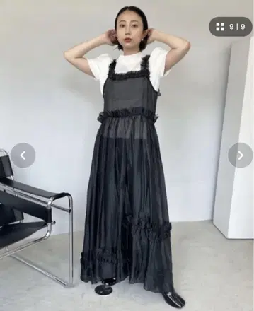 선 셀프 프릴 시스루 드레스