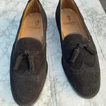 Kenford 천연 가죽 스웨이드 태슬 로퍼 블랙 26cm EEE