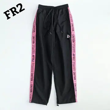 FR2 트랙 팬츠 S 매실 사이드 로고 라인 테이프 블랙 핑크 라인 팬츠