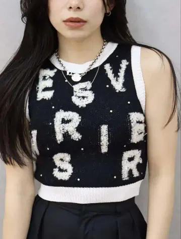EVRIS 에브리리스 자카드 썸머 니트 탱크 블랙