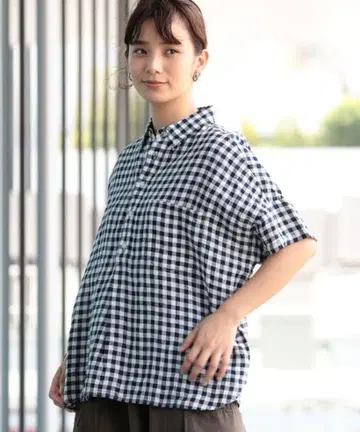 빔즈 보이 린넨 풀오버 셔츠 버튼 다운 깅엄 체크