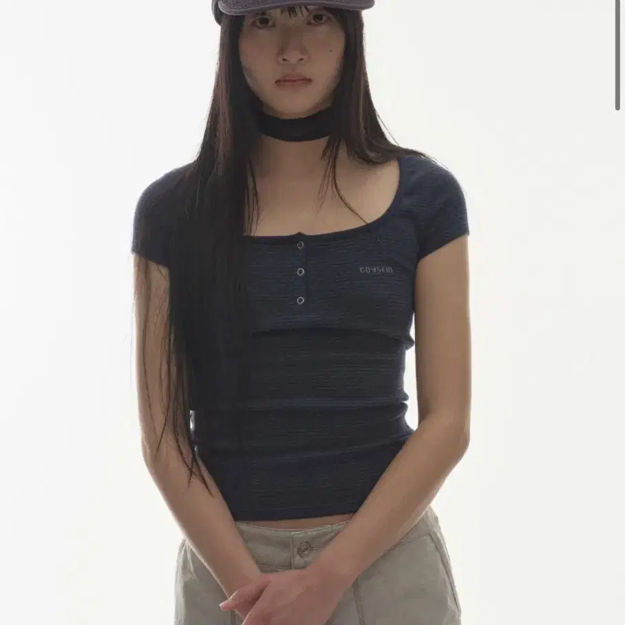 COYSEIO Prong Snap Mini Logo Tee Ash Bro #코이세이오,#코이세