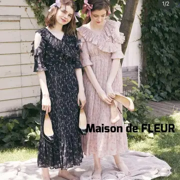 Maison de FLEUR 프릴 플리츠 원피스