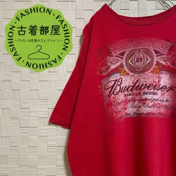 버드와이저 티셔츠 빅 프린트 로고 빨간색 XL 맥주 Budweiser