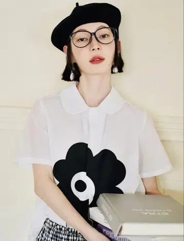 imakokoni 오리지널 흑백 디자인 셔츠 화이트 셔츠
