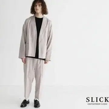 미사용 SLICK 슬릭 가디건 팬츠 셋업 베이지