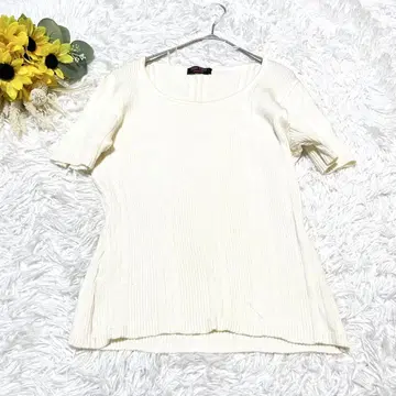 유키토리 아이보리 반팔 상의 면 100 M 리브