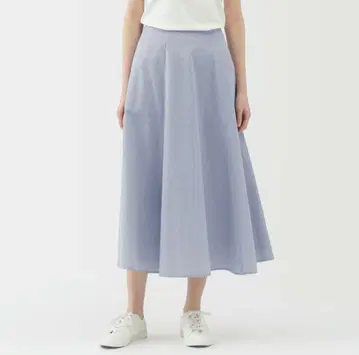 MUJI 무인양품 미사용 새상품 색스 블루 스트라이프 플레어 스커트
